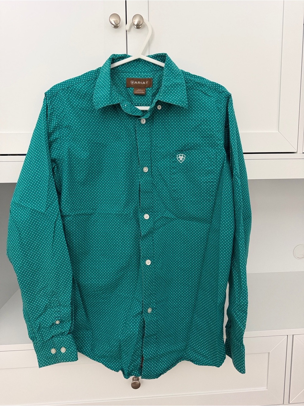 Ariat Teal Button-Down Shirt with Micro Dot Pattern